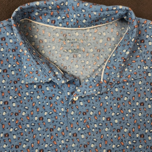 Eisenhower Golf Club USAFA Peter Millar Polo Shirt Mens Large Blue Print Seaside - Picture 1 of 11